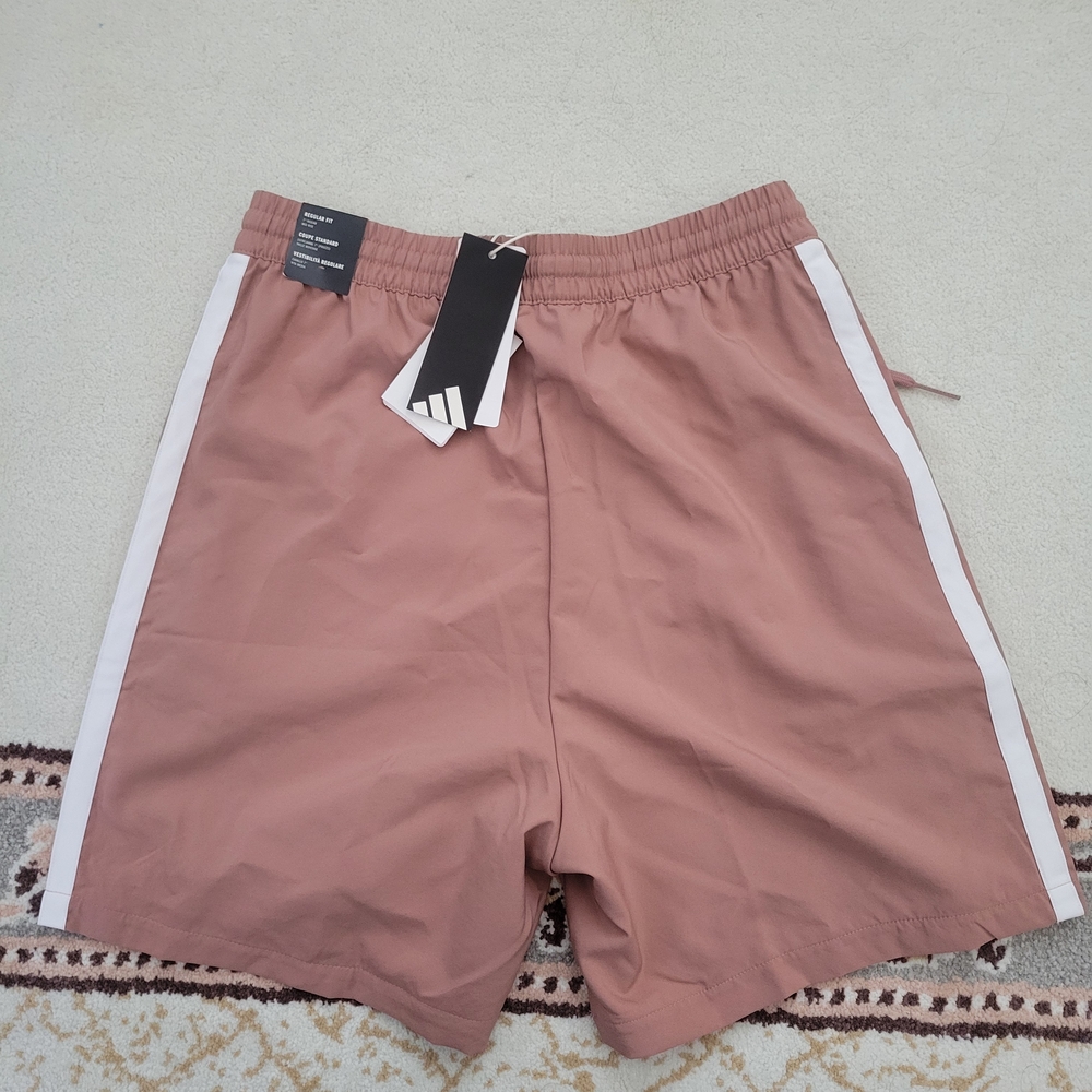 Adidas Men's Dusty Pink Athletic Shorts with White Side Stripes New With Tags